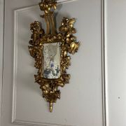 Paire de miroirs en bois sculpté et doré, Italie XIXème siècle
