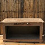 Patinated raw wood countertop