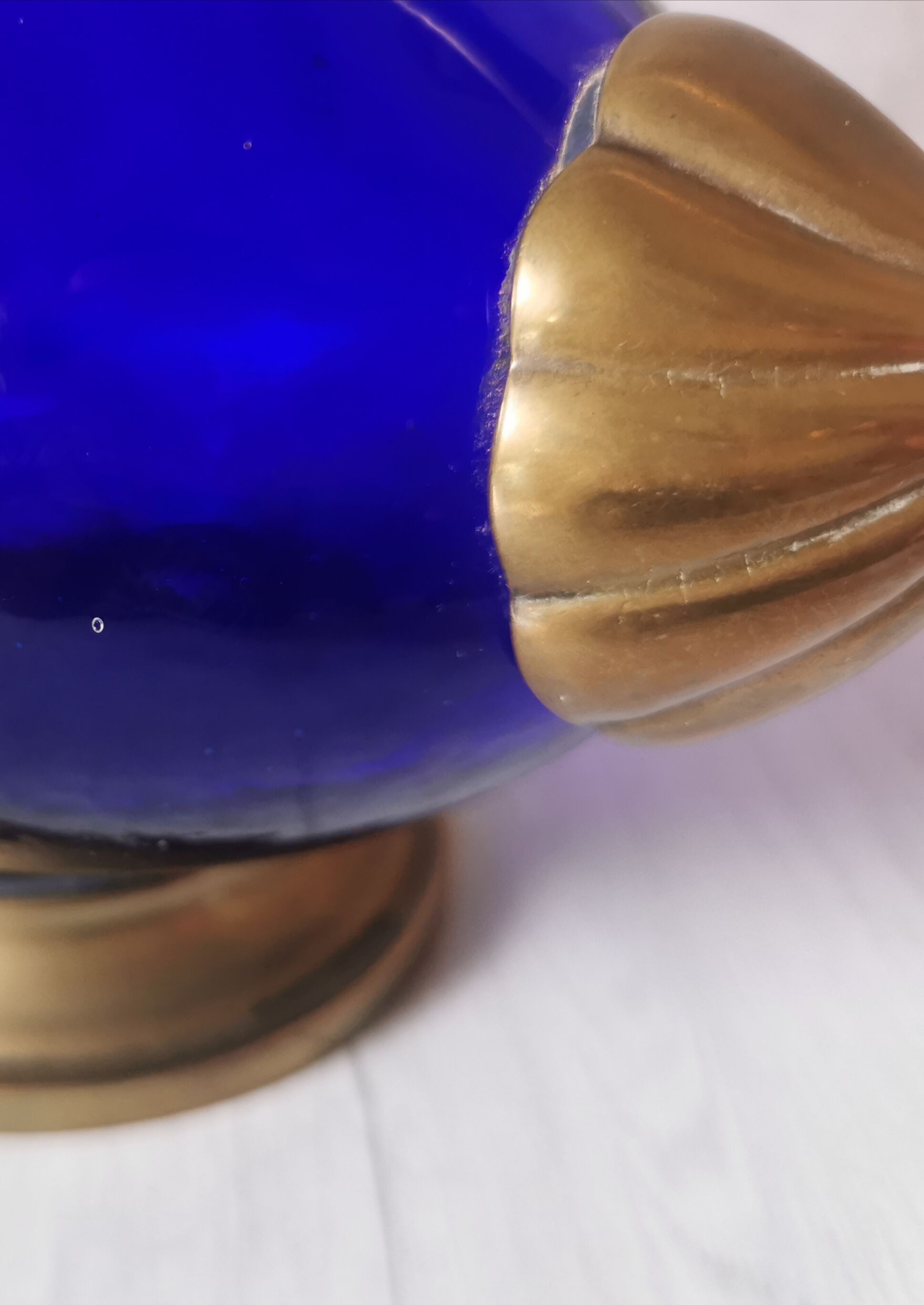 Glass and brass decanter