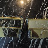 Pair of kinkeldey wall lamps, 2 levels, cut crystals germany, 1970