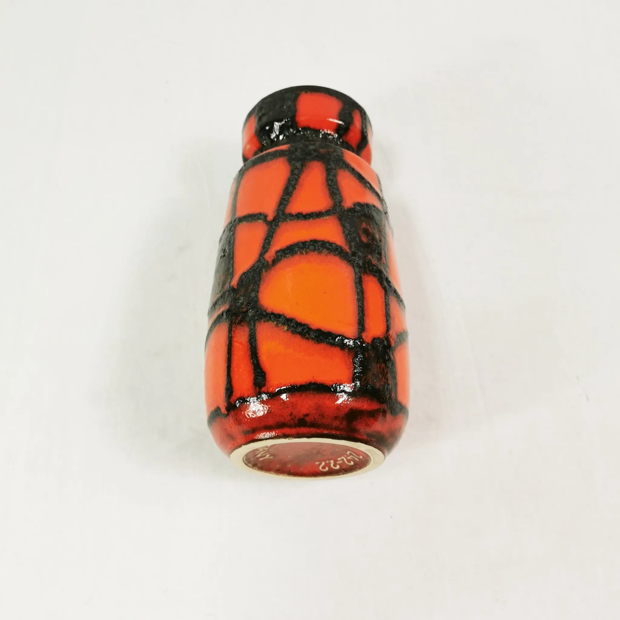 Fat Lava ceramic vase, Scheurich Keramik 242-22 "Spiderweb," 1960s.
