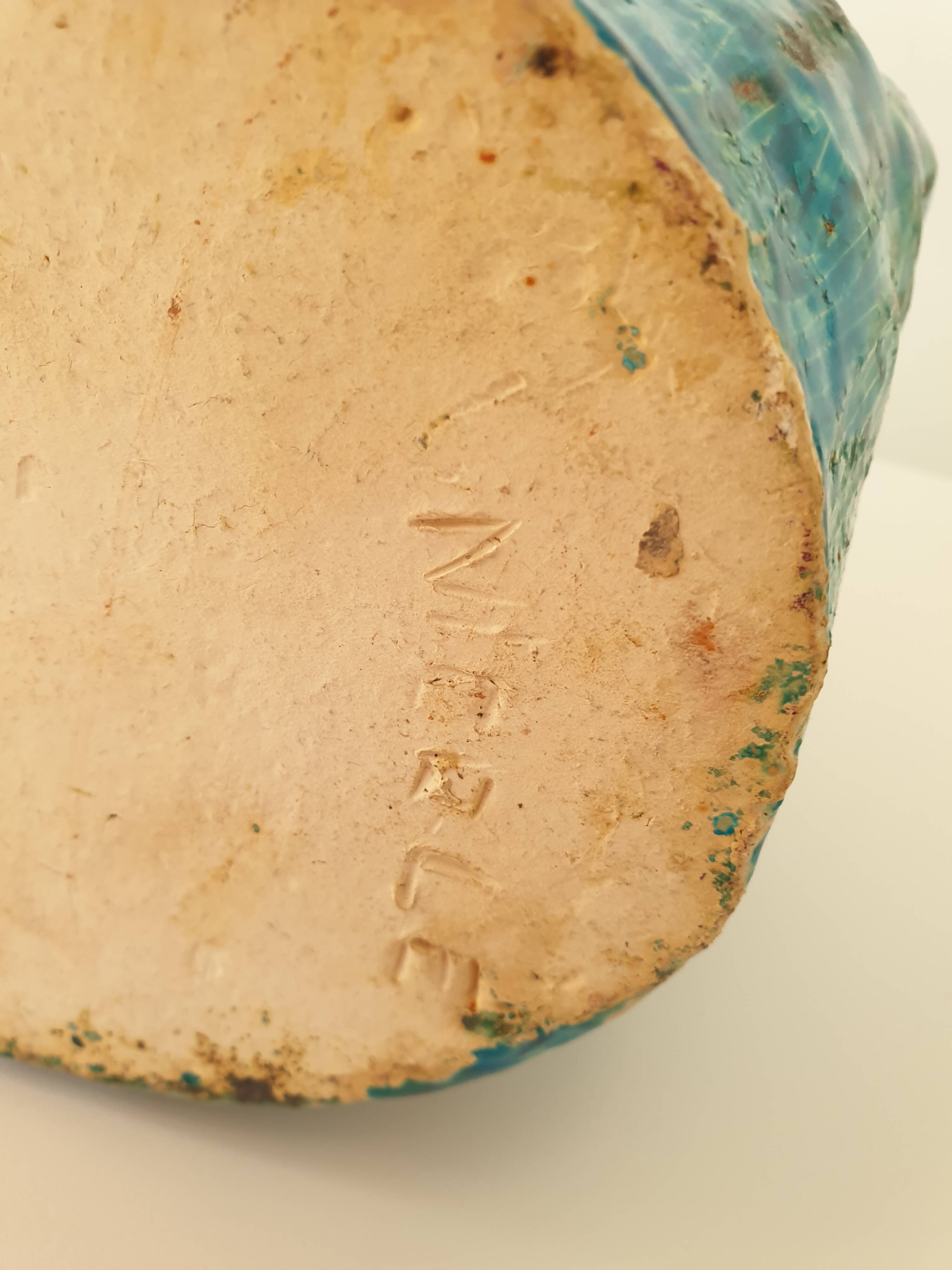 Brutalist Zoomorphic Bird Ceramic Flower Vase Signed NICOLE