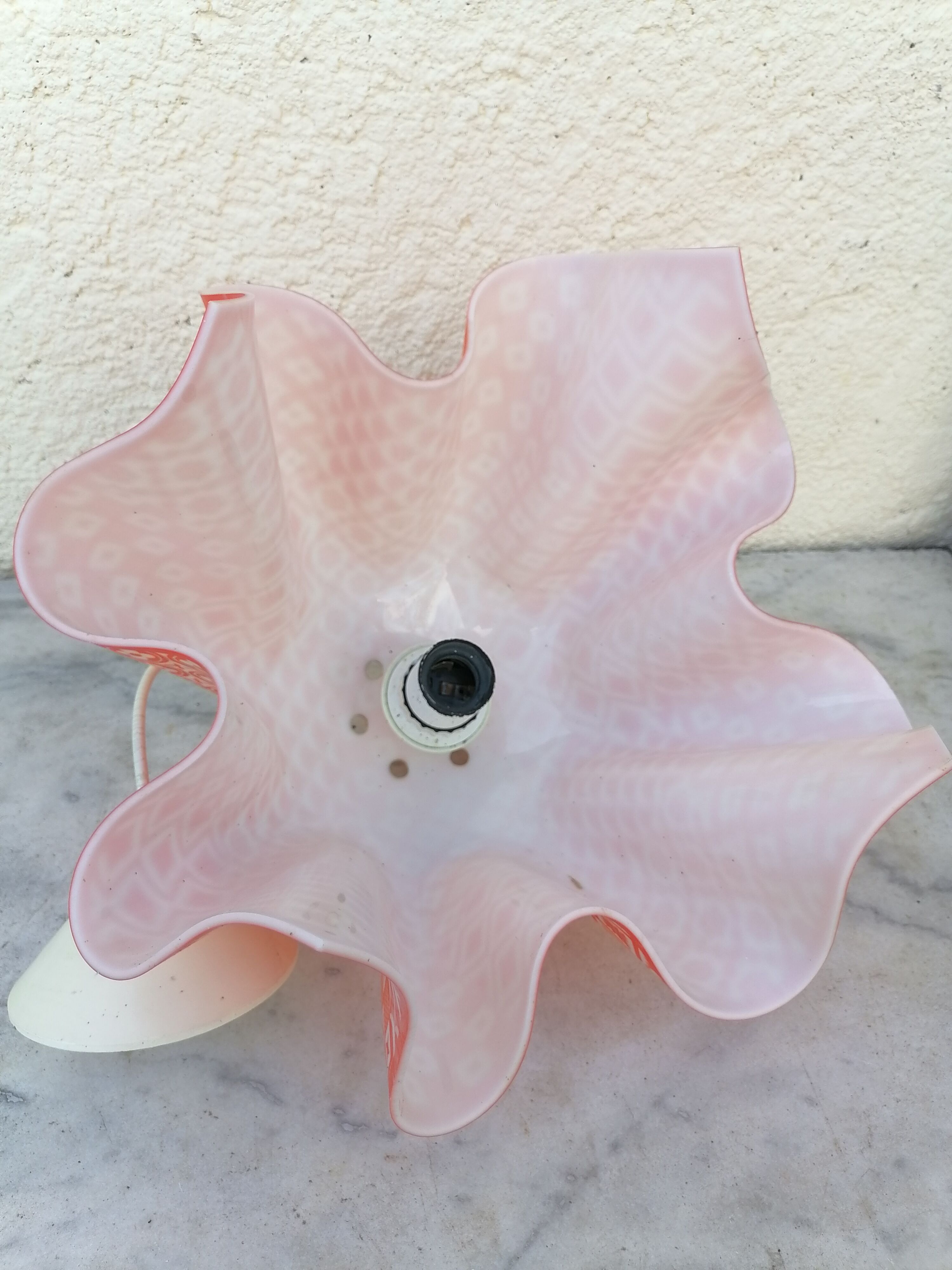 Orange plastic kitchen pendant light 1970