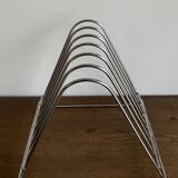 Chrome space age record magazine rack, 1970s