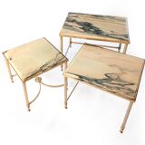Nested tables in brass and marble.