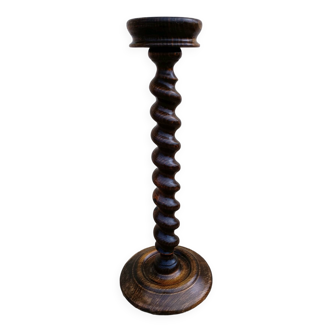 Antique Barley Twist Turned Wood Candle Holder H 52