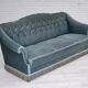 1960s, Danish 3 seater sofa, light blue velour, original good condition.