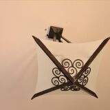 Cubist Art Deco chandelier in wrought iron