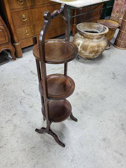 Folding mahogany cake stand