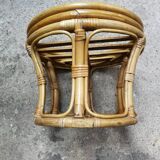 Rattan pouf and its 70's cushion