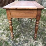 Louis Philippe style old cherry desk table with 2 drawers and 1 pull.
