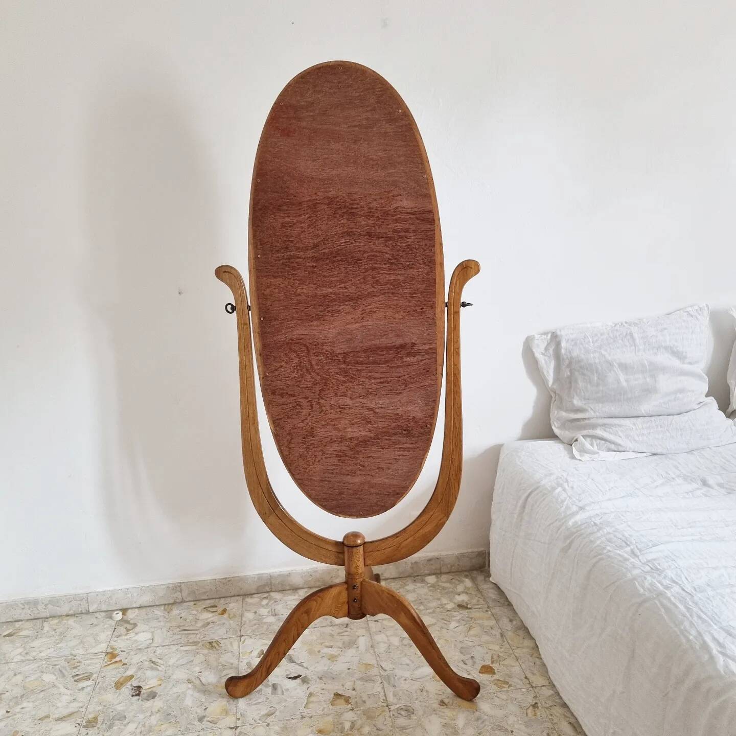 Large vintage solid wood psyche (standing mirror)