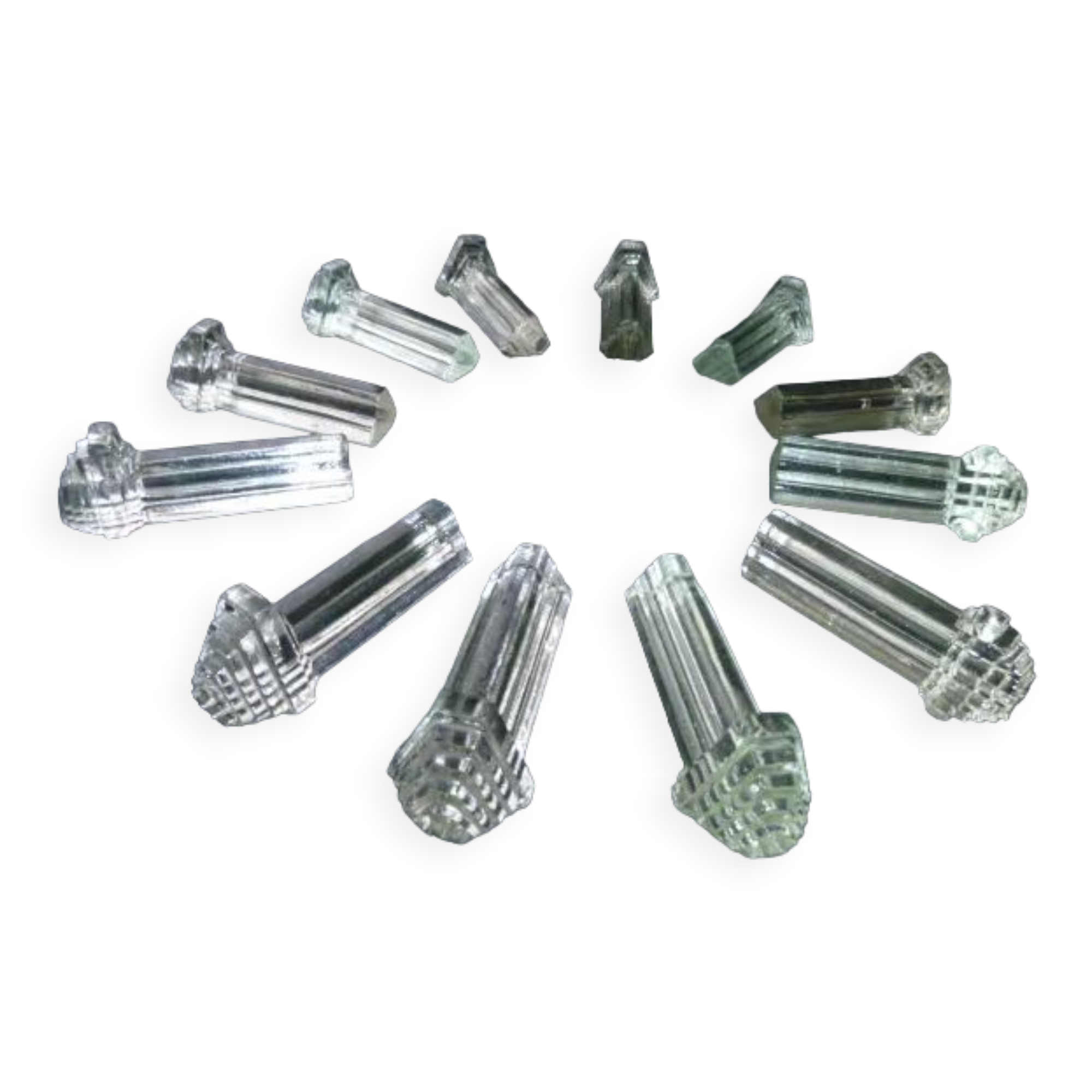 Set of 12 antique glass knife holders art deco style