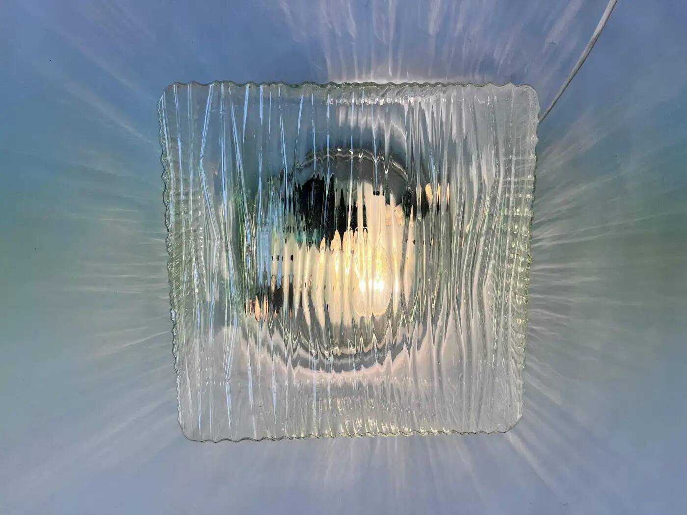 Mid-century glass flush mount or wall light, Czechoslovakia