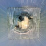 Mid-century glass flush mount or wall light, Czechoslovakia