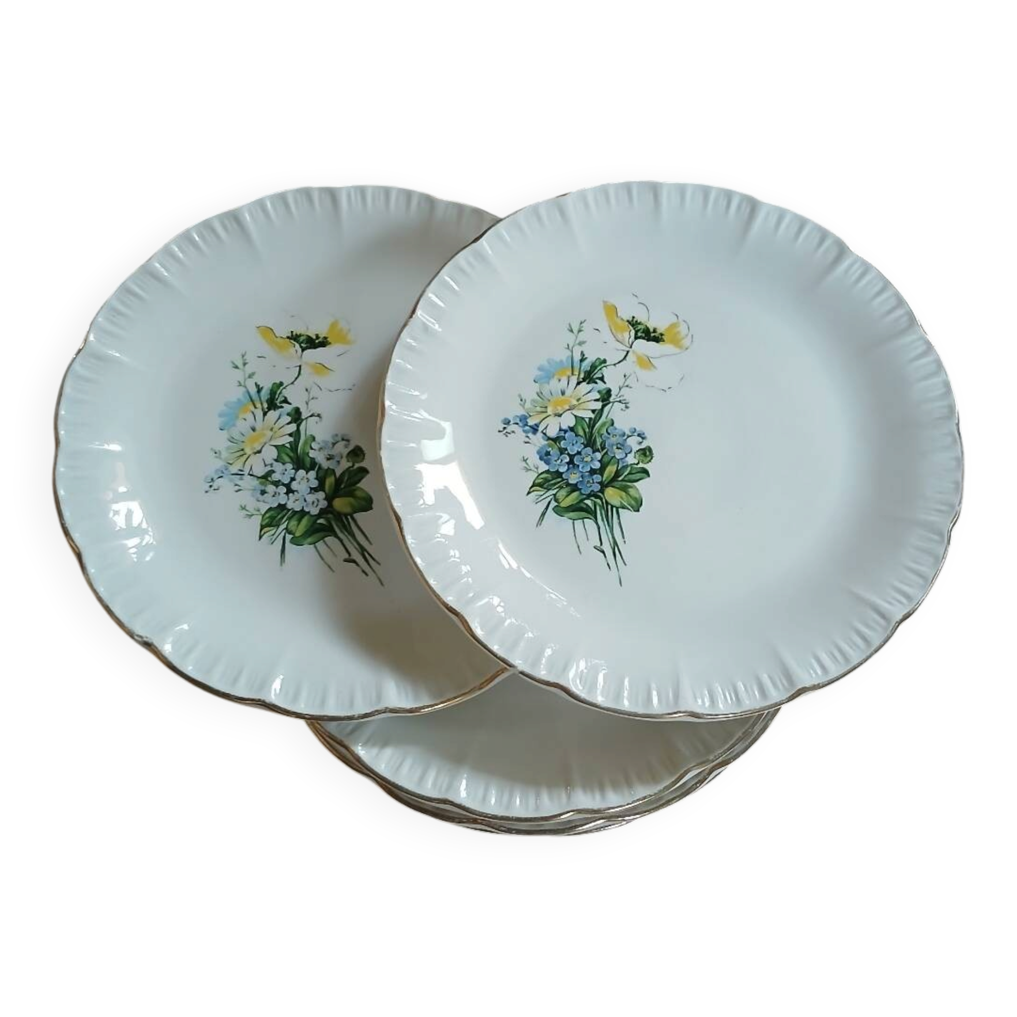 6 antique dessert plates from Digoin and Sarreguemines