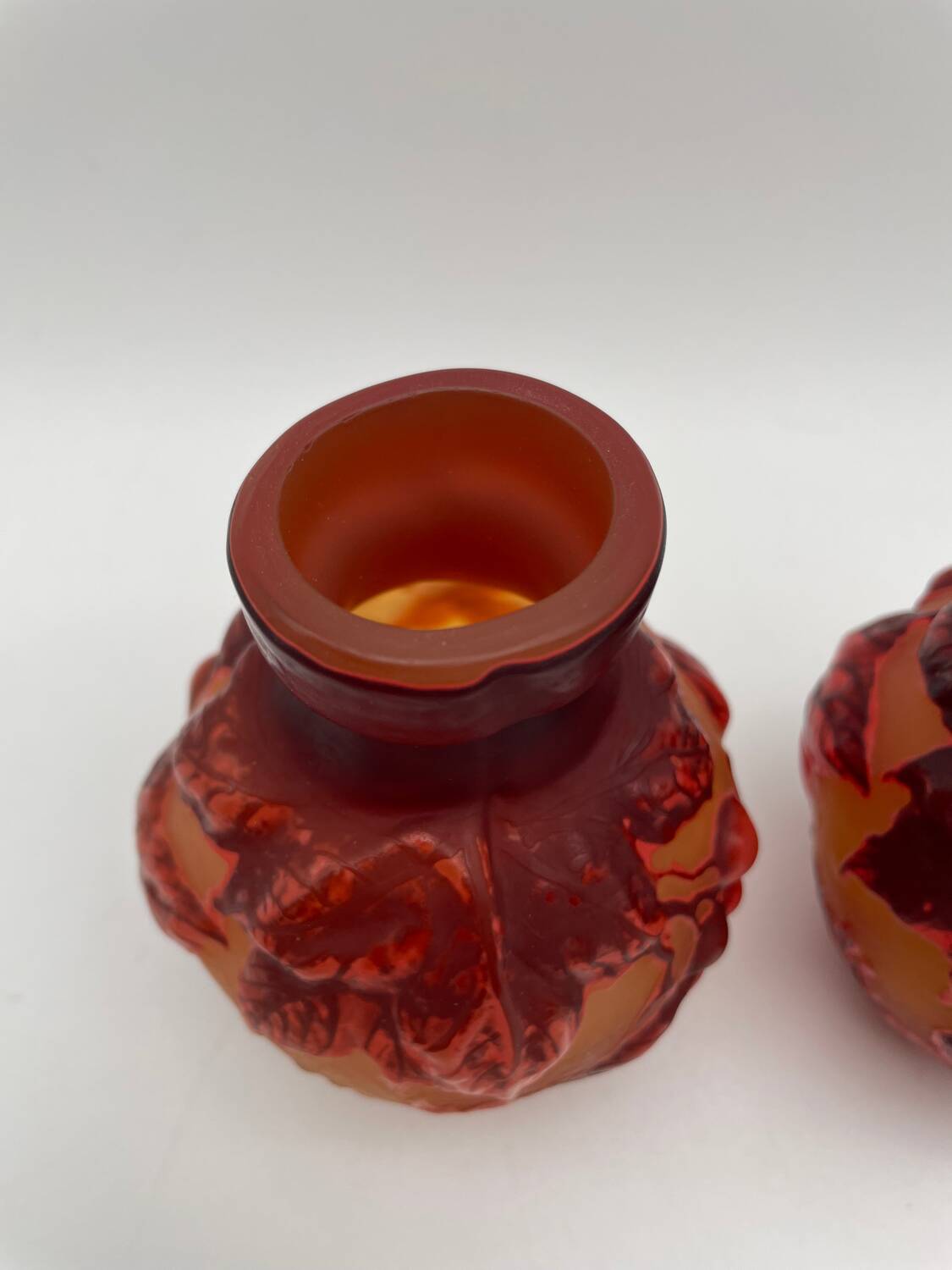 Paire de vases Tip Emile Gallé, pate de verre