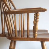 Mid century solid oak lyre-back Windsor chair, 1960s-70s
