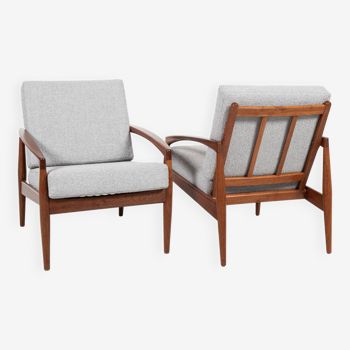 Midcentury Danish pair of Paper Knife chairs in teak by Kai Kristiansen for Magnus Olesen 1960s