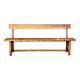 Brutalist bench with dark wood back