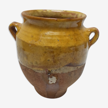 Small pot of candied terracotta glazed from the South West at the end of the 19th century (h:20 cm)