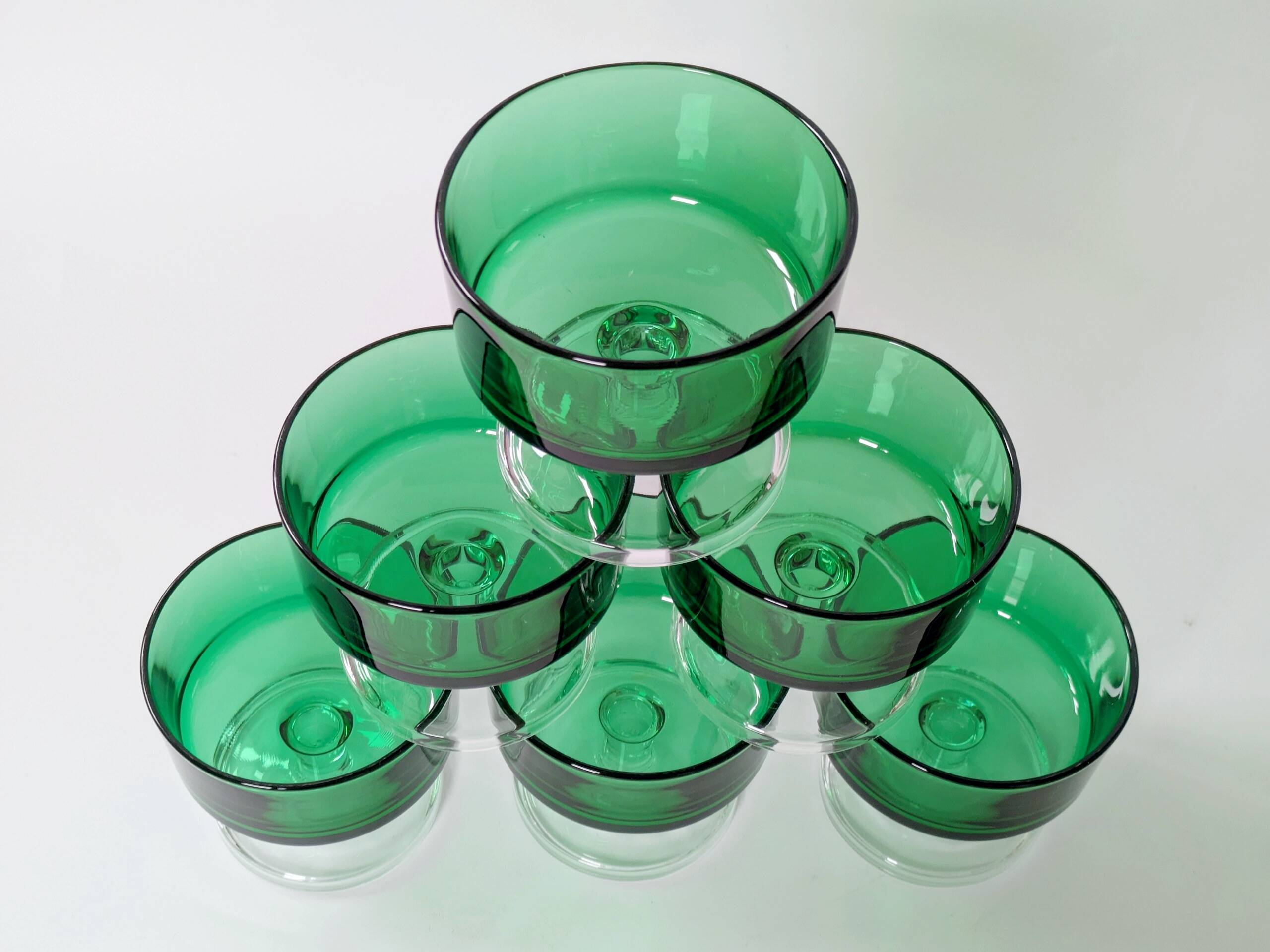 Lot de 6 coupes Luminarc vintage de couleur verte