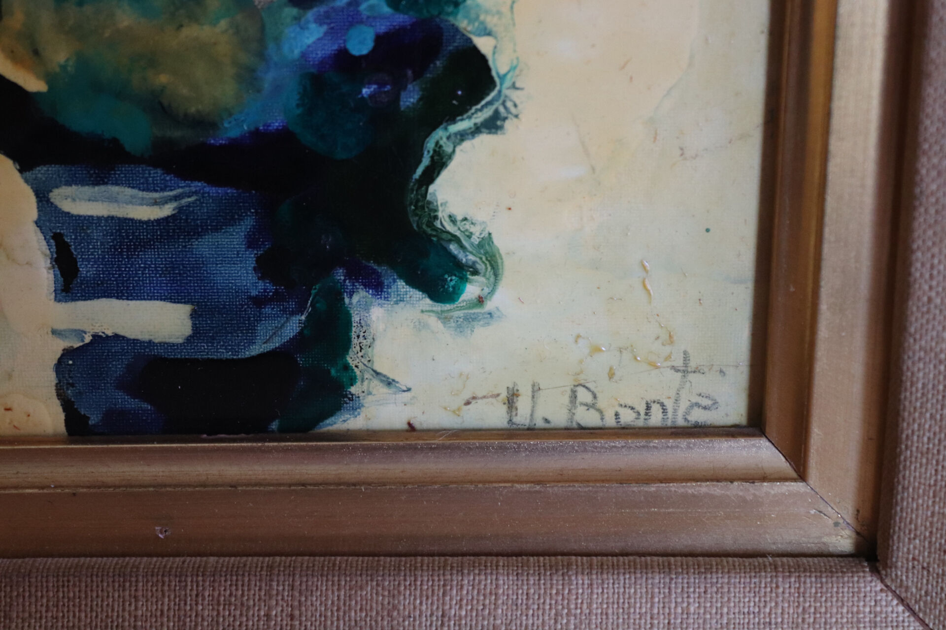 Framed abstract floral composition, around the 60s/70s.