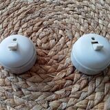 Set of 2 old two-way switches, porcelain and plastic, 50s/60s
