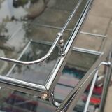Chrome-plated metal serving trolley