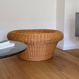Table basse vintage en rotin & bambou