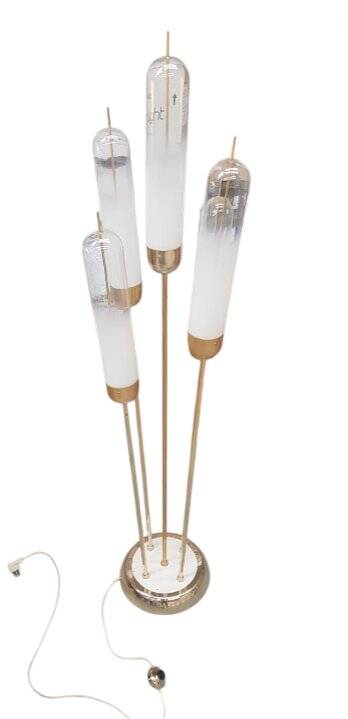 Lampadaire en verre de Murano de style Mid-Century Modern en laiton par Mazzega