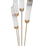 Mid-Century Modern Brass Reed Floor Lamp Murano Glass by Mazzega