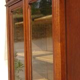 Small oak display case, old glass