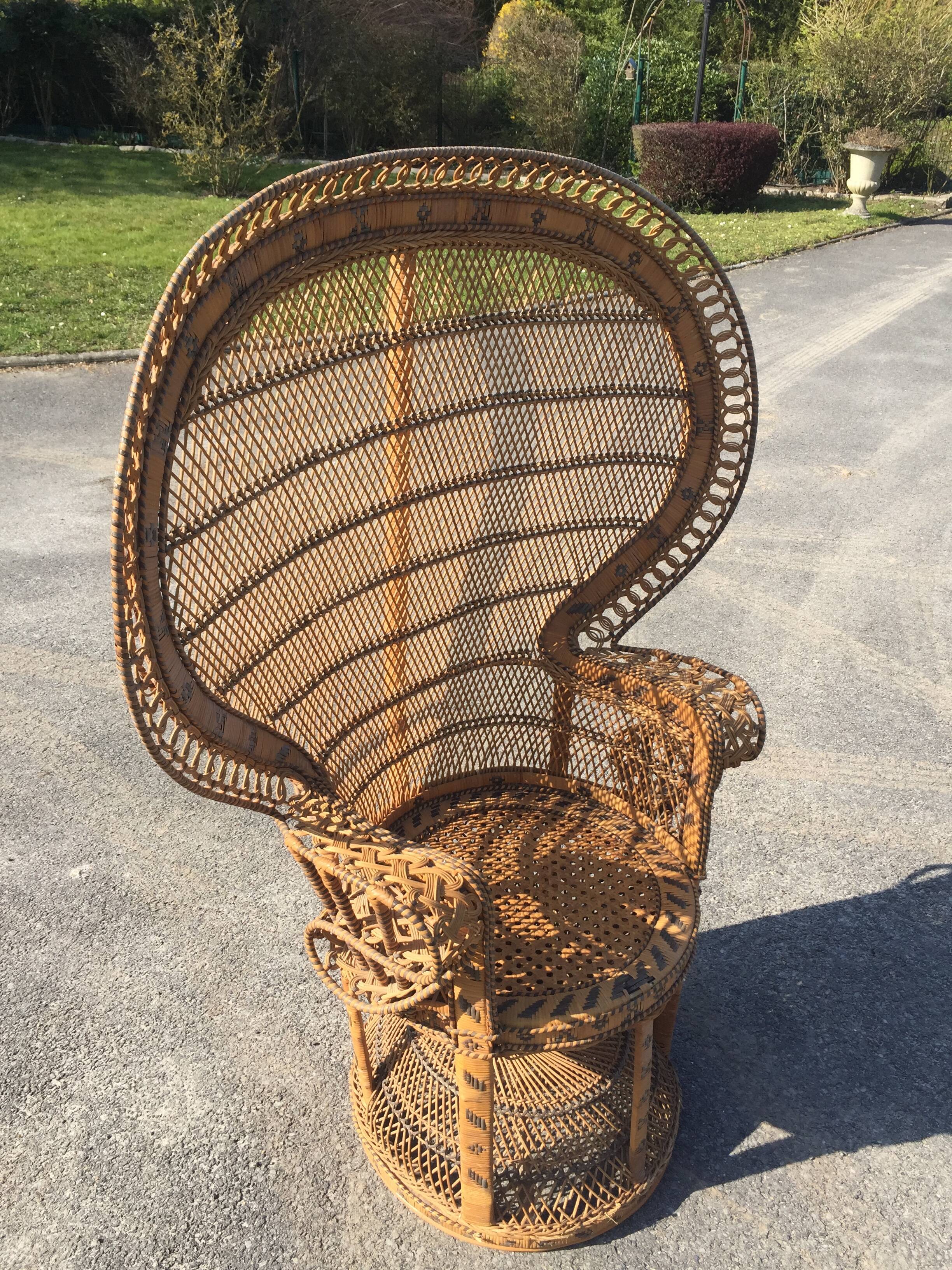 Emmanuelle chair in rattan and wicker 1970s