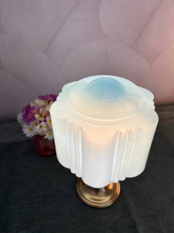 Art Deco lamp from the 1930s in turquoise opaline.