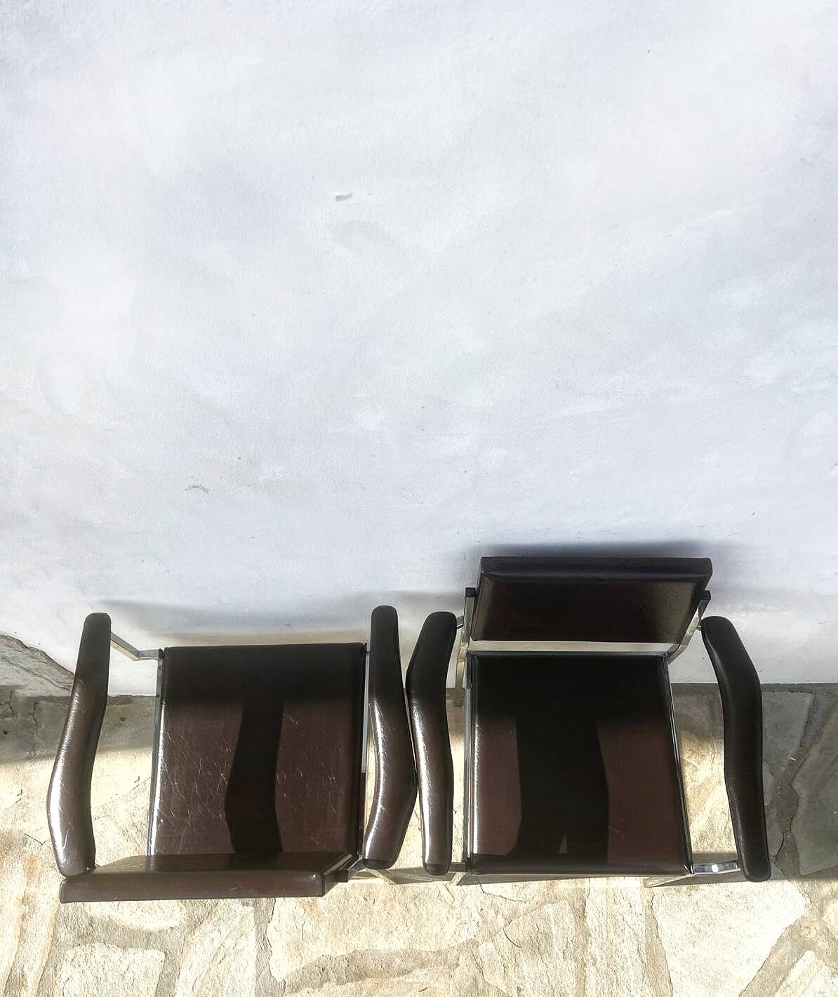 2 chrome designer chairs