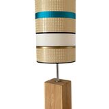 Large designer floor lamp - solid wood base - unique lampshade