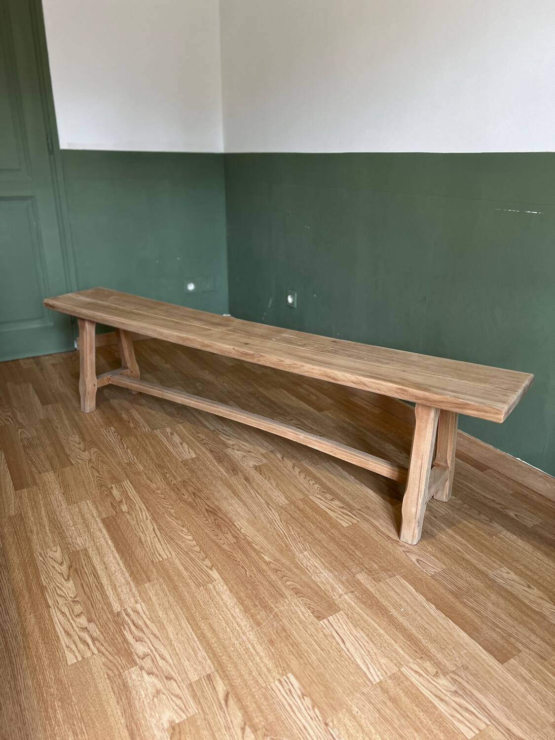 Solid wood farmhouse bench