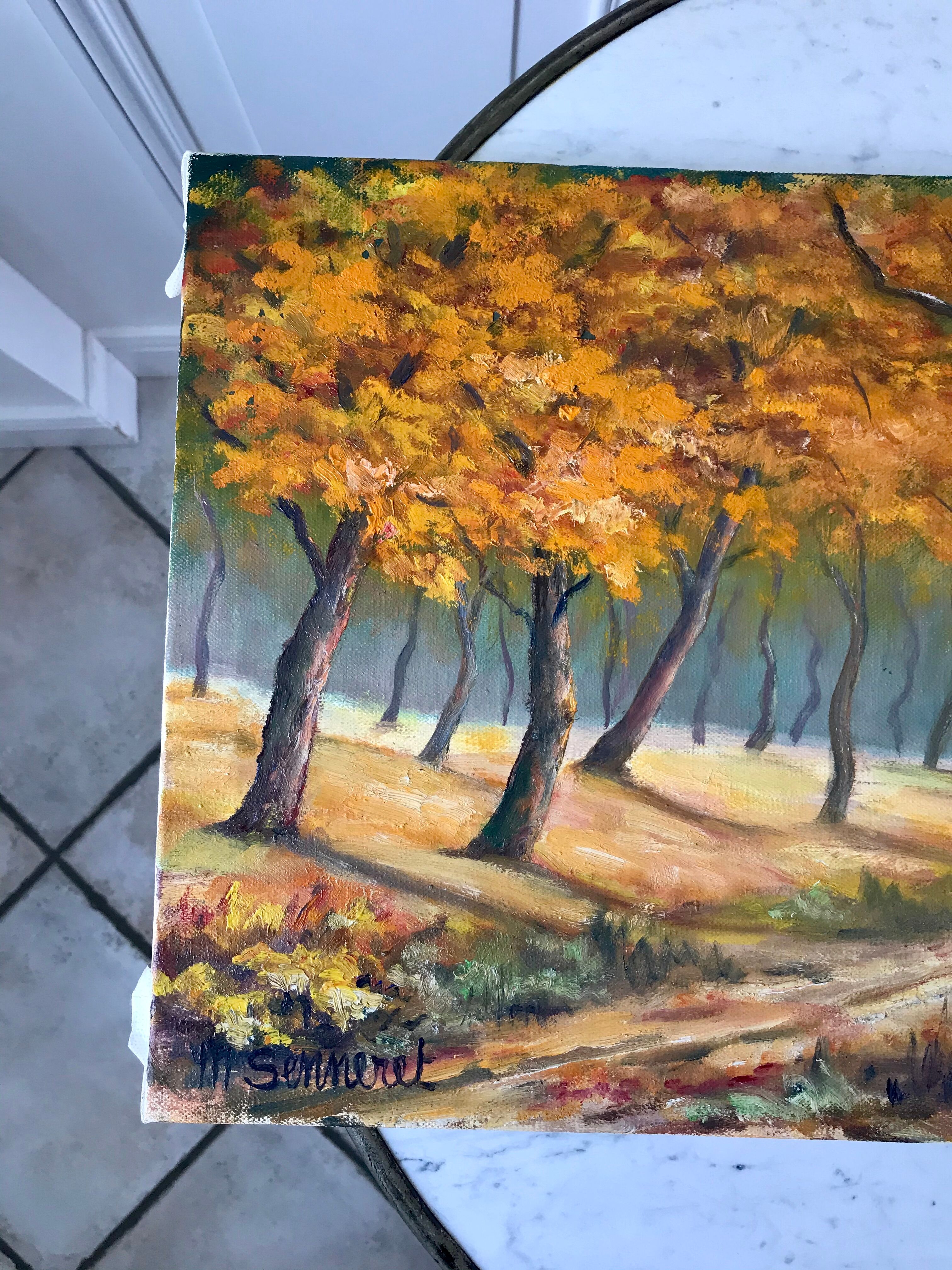 oil painting on canvas autumnal landscape signed "Senneret" vintage