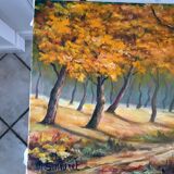 tableau huile sur toile paysage automnal signé "Senneret" vintage