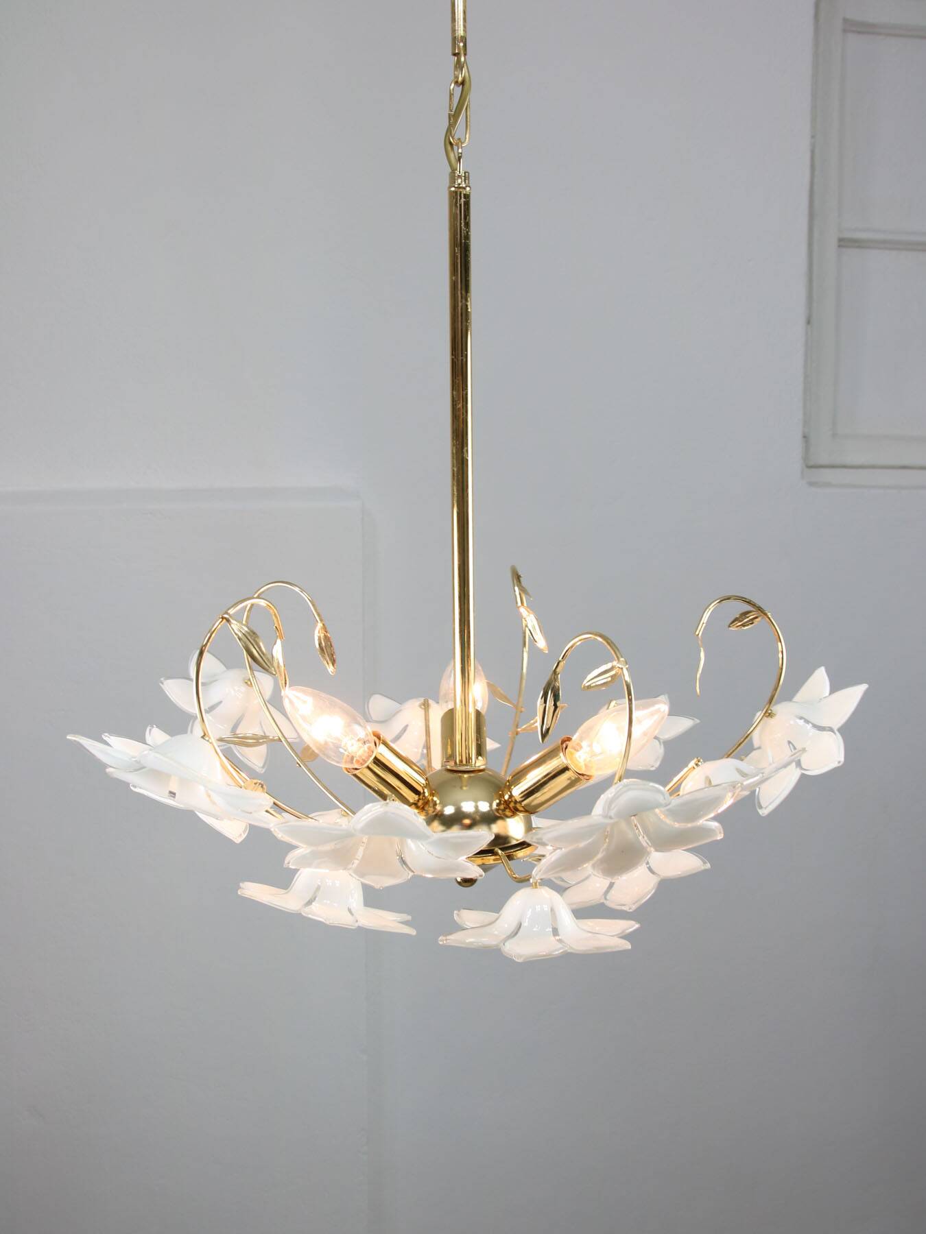 Vintage Italian Murano Glass Flower Chandelier