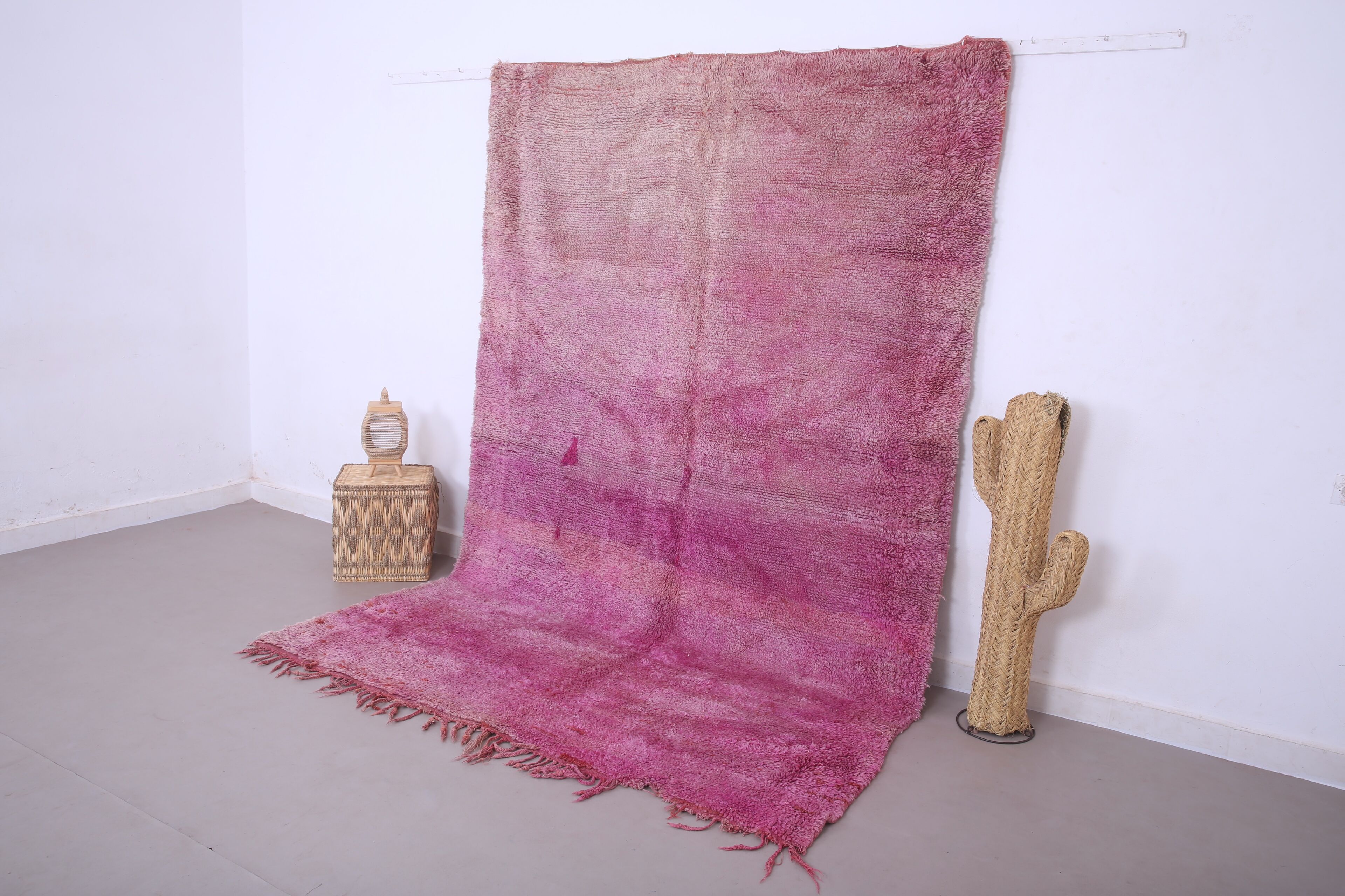 Tapis marocain vintage violet 197 x 296 cm - Tapis en laine berbère - Tapis fait main