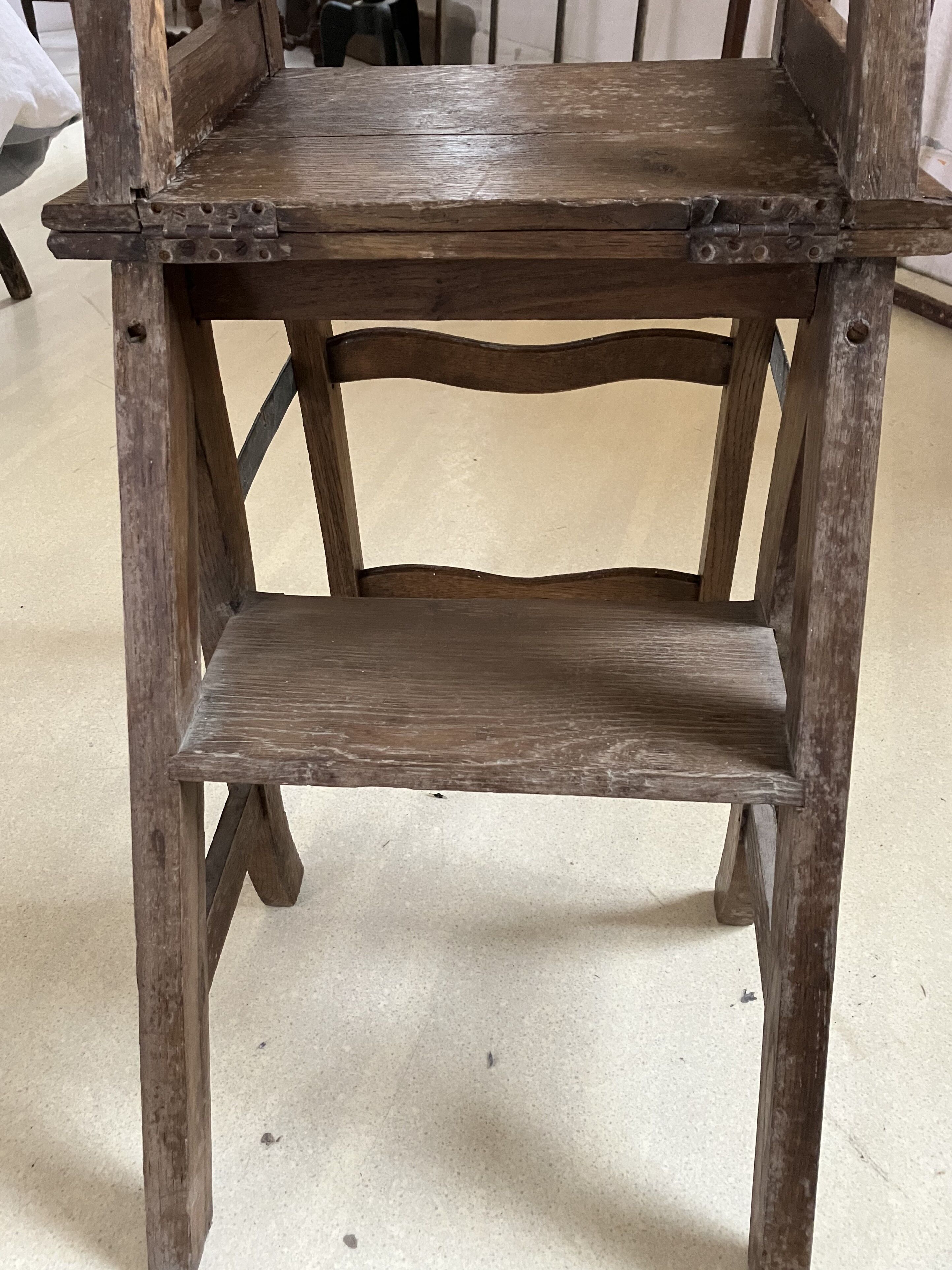 Old wooden library stepladder chair