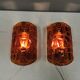 A set of wall lamps in amber-colored glass from Danish Vitrika, 1970s