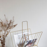 Vintage magazine holder in gold metal