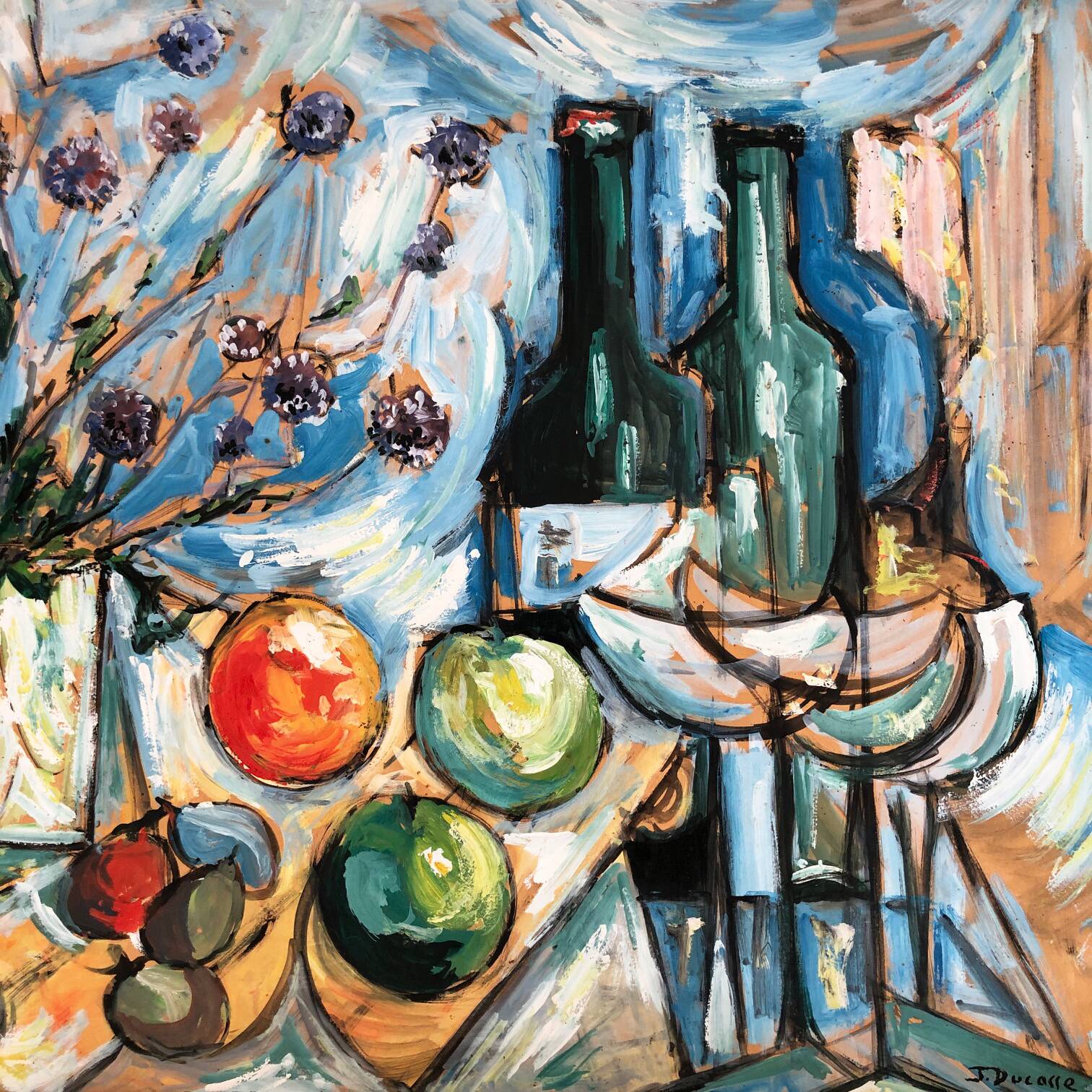 Original expressionist composition by Jean Ducasse. France, year 1950