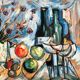 Original expressionist composition by Jean Ducasse. France, year 1950