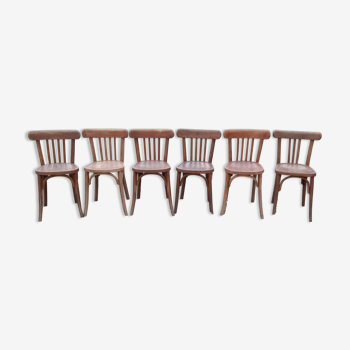 Set de 6 chaises de bistrot bois Baumann