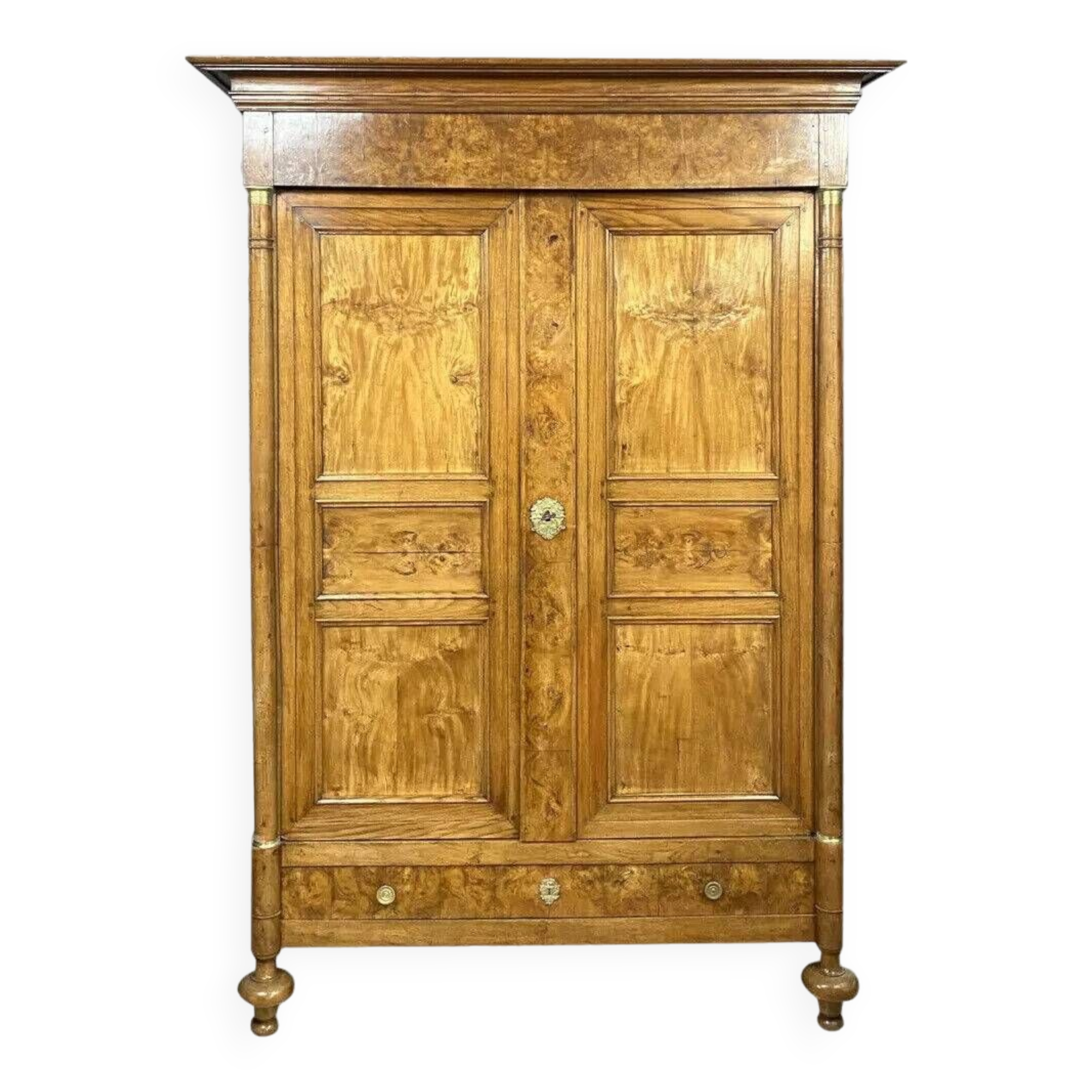 Empire period wardrobe in elm in blond oak circa 1810