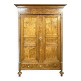 Empire period wardrobe in elm in blond oak circa 1810